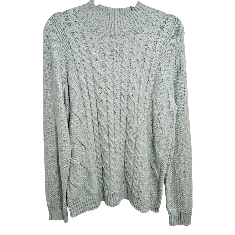 J. Jill Womens Cable Knit Fisherman Sweater Relaxed Jumper Cotton Minimalist M